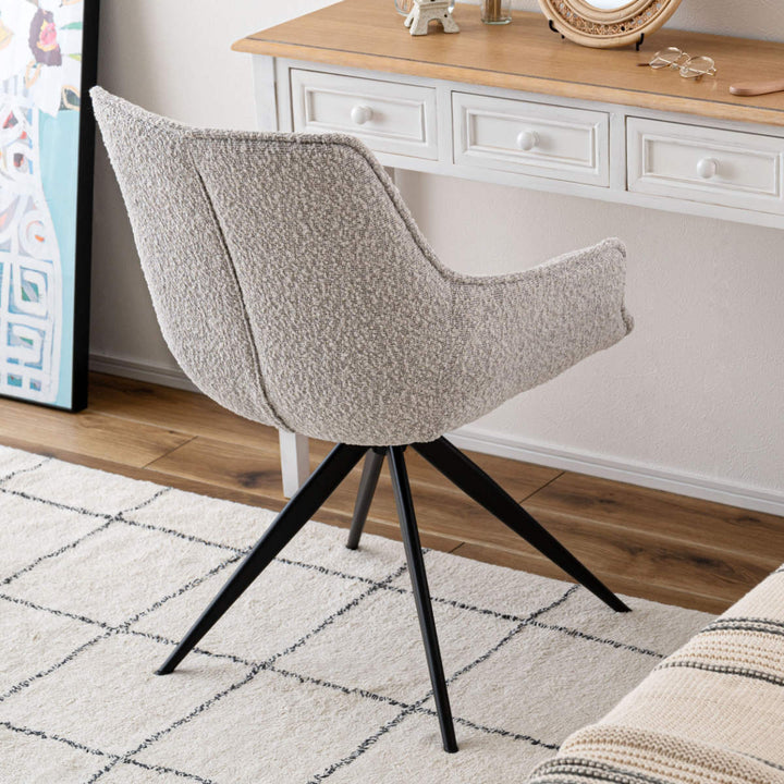 ダイニングチェア座面高49cm回転肘掛け付きファブリック