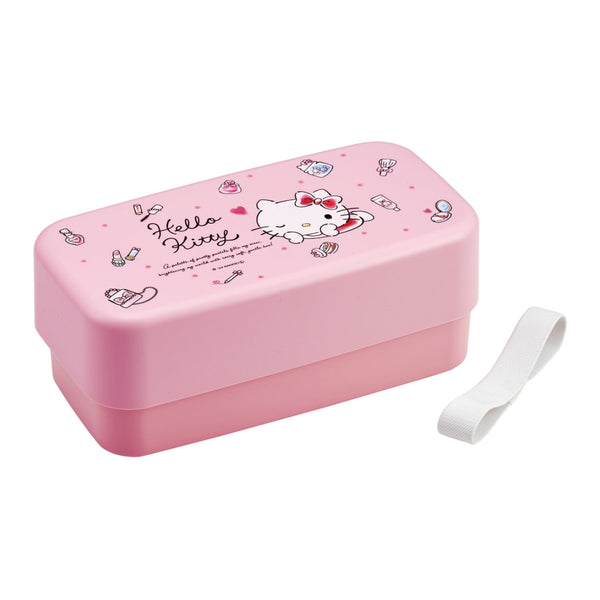 弁当箱2段1Lカトラリー付ランチボックスキティ水彩コスメ