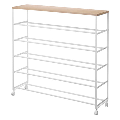 山崎実業 tower 天板付きシューズラック タワー 5段 キャスター付 W90