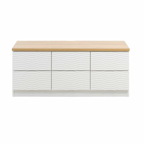 チェスト幅120cmウェーブ模様引出し6杯日本製完成品