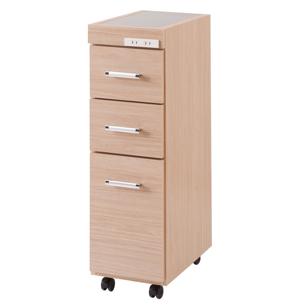 スリムキッチンワゴン幅25cmステンレス天板2口コンセント日本製完成品