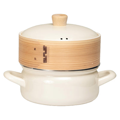 せいろ付きホーロー鍋 18cm IH対応 ホーロー蓋付き 富士ホーロー Honey Ware