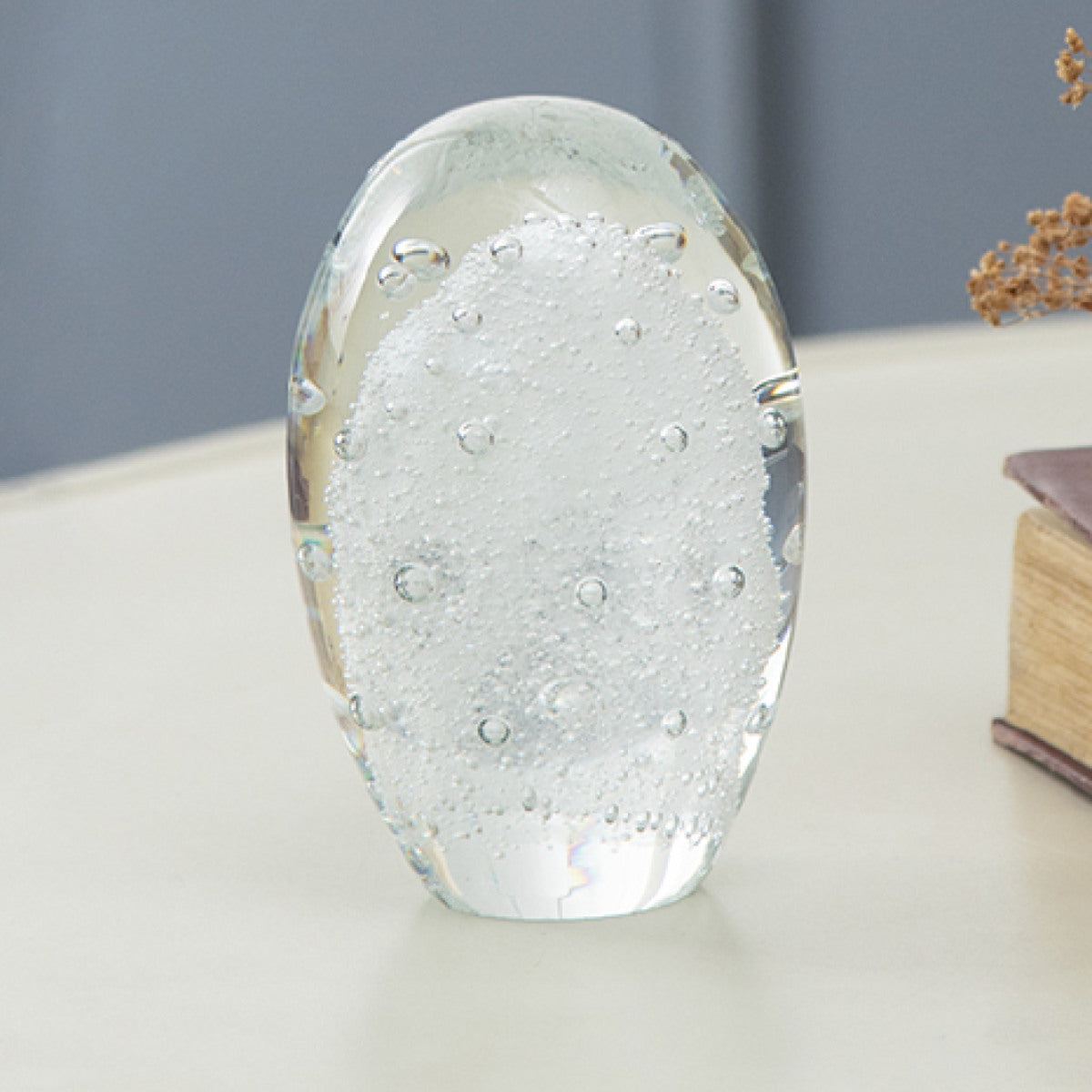 泡模様の透明ガラス置物 ガラスインテリアオブジェ（Glass interior objects） 泡 S – ハウジー