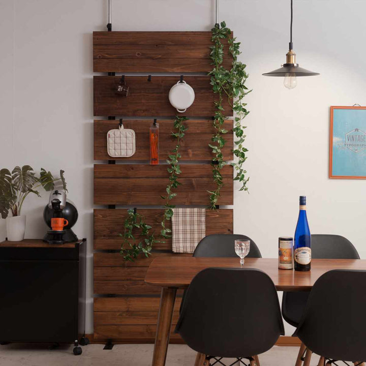 突っ張りウォールパーテーション幅56cmフック6個付天然木日本製