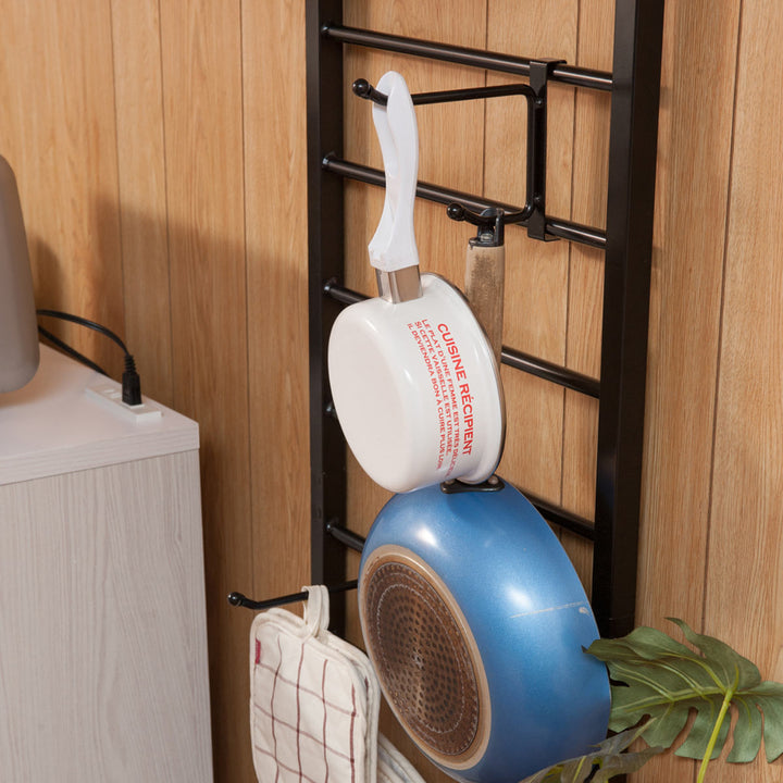 突っ張りラダーラック幅40cmフック3個棚板1枚付きカールデザイン