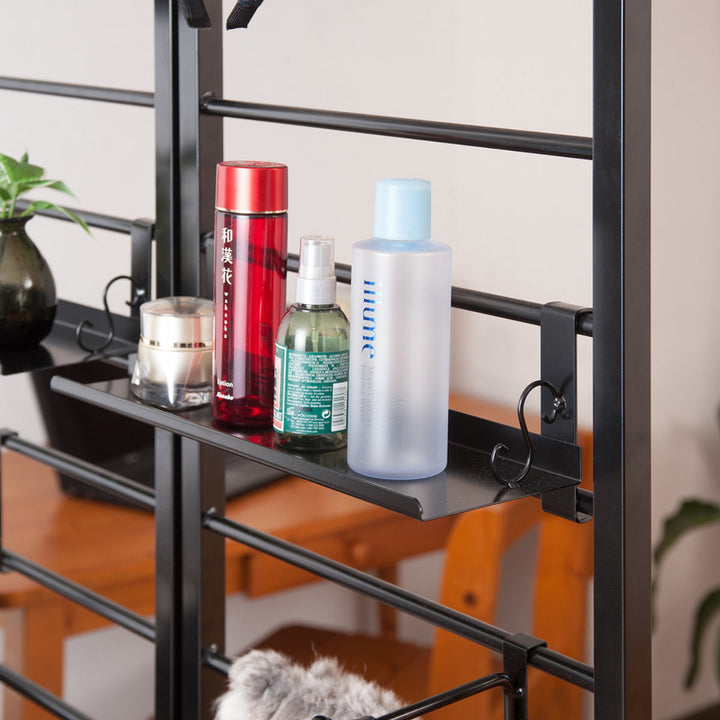 突っ張りラダーラック幅40cmフック3個棚板1枚付きカールデザイン