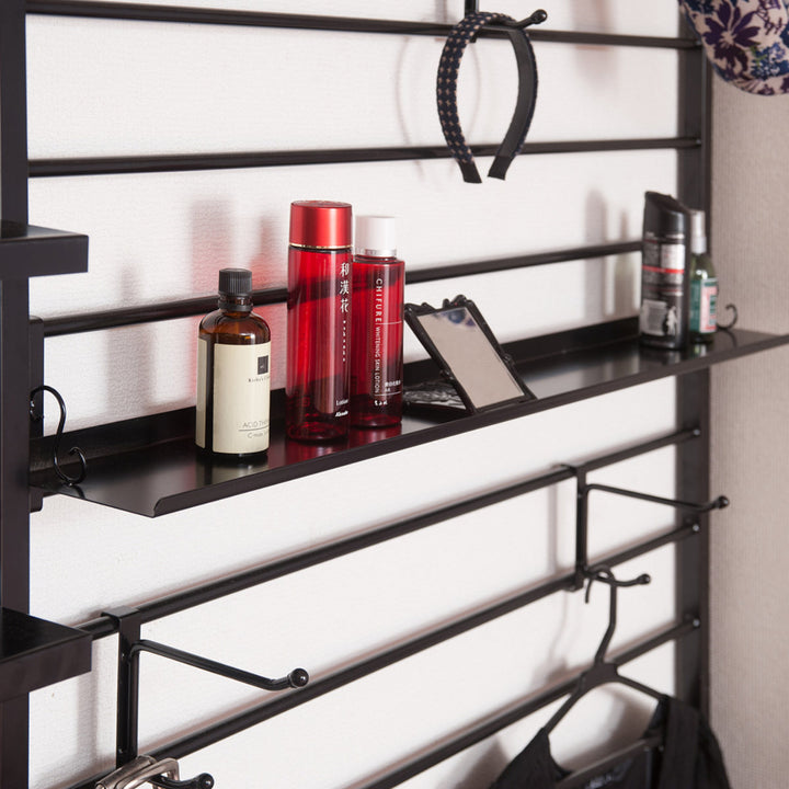 突っ張りラダーラック幅95cmフック5個棚板1枚付きカールデザイン