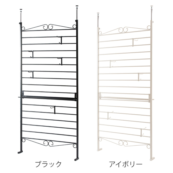 突っ張りラダーラック幅95cmフック5個棚板1枚付きカールデザイン