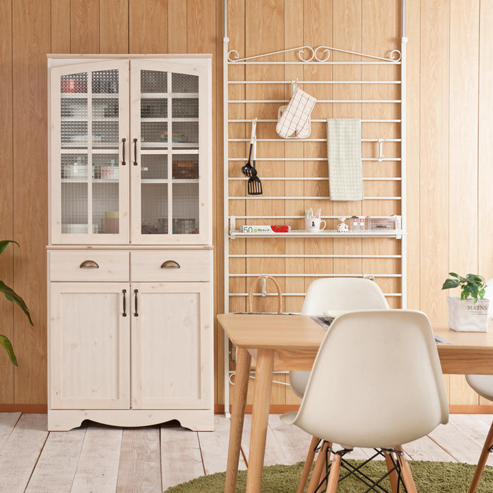 突っ張りラダーラック幅95cmフック5個棚板1枚付きカールデザイン