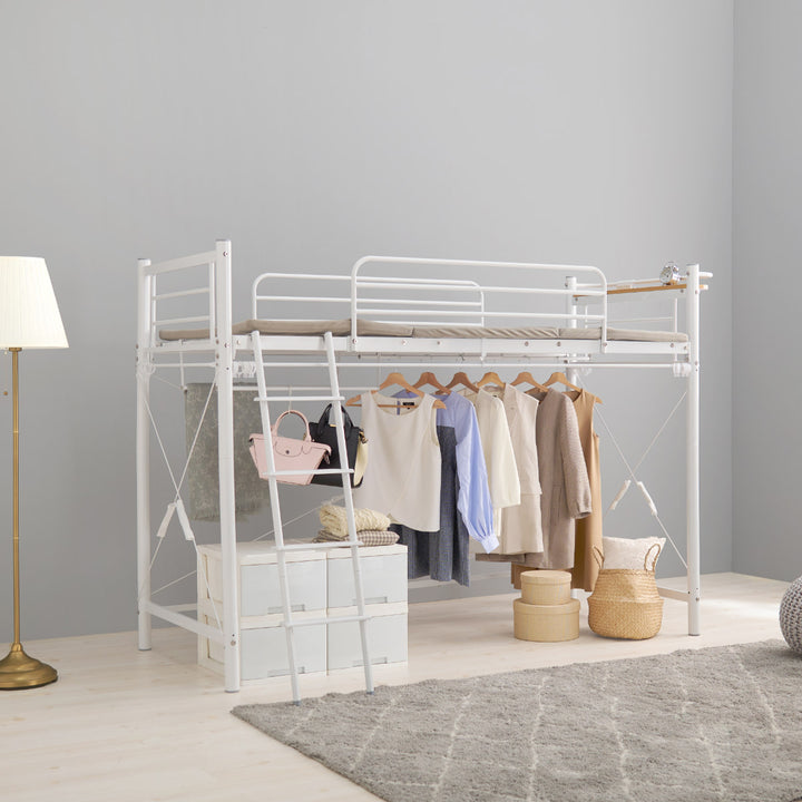 ロフトベッドシングルミドルタイプカーテン取付可能2口コンセント付2WAY