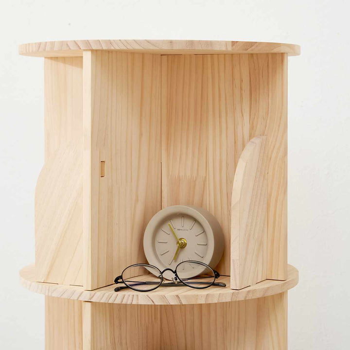 回転式コミックラック3段幅39cm108冊収納天然木簡単組立