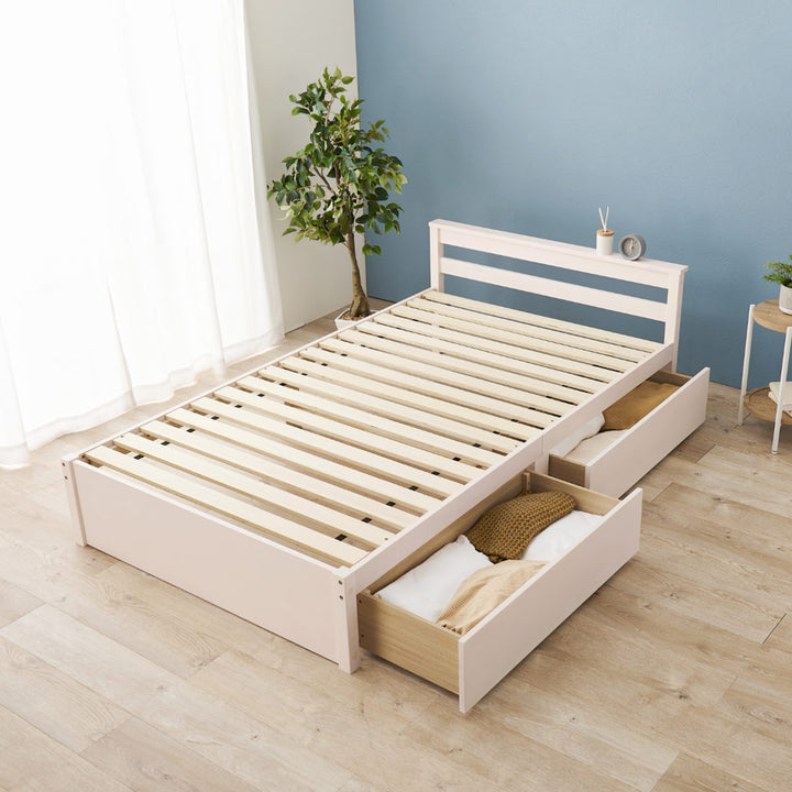 引出し付ベッドセミダブル天然木すのこ耐荷重200kg