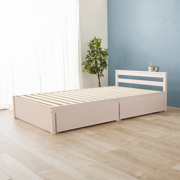 引出し付ベッドセミダブル天然木すのこ耐荷重200kg