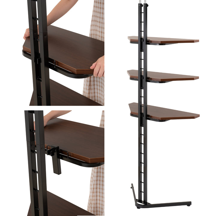 突っ張りコーナーラック3段可動棚日本製