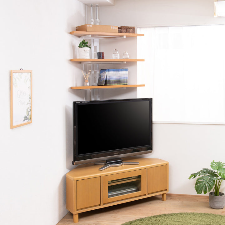 突っ張りコーナーラック3段可動棚日本製