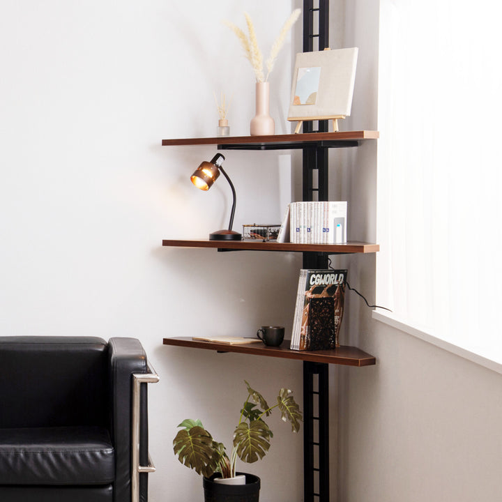 突っ張りコーナーラック3段可動棚日本製