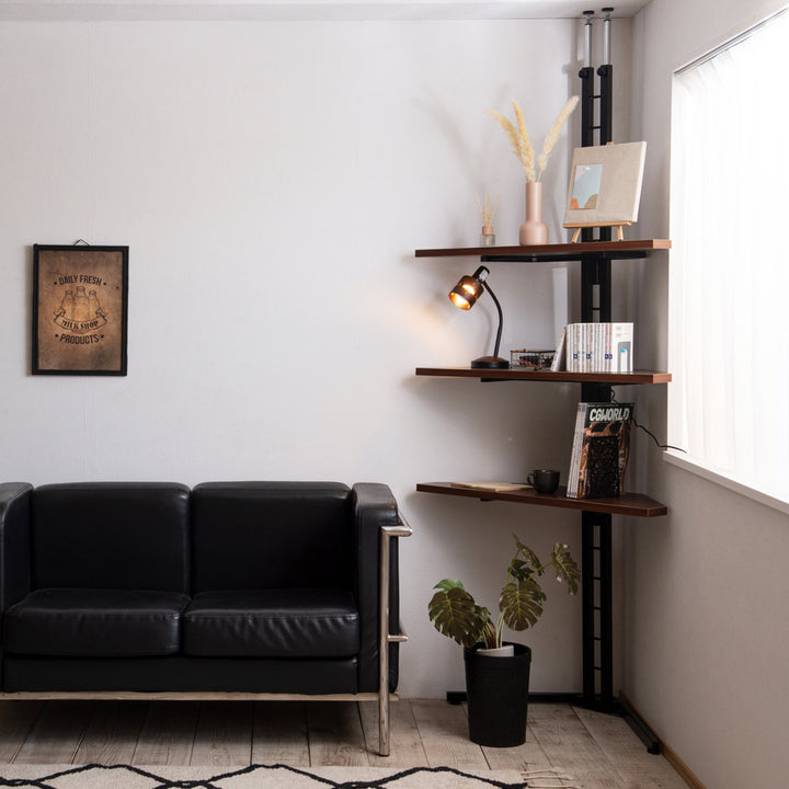 突っ張りコーナーラック3段可動棚日本製