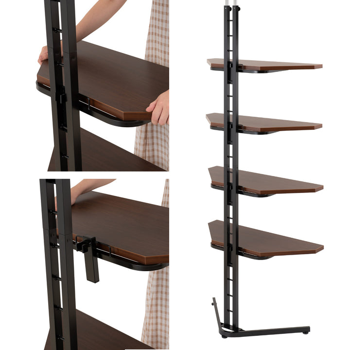 突っ張りコーナーラック4段可動棚日本製