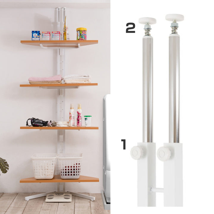 突っ張りコーナーラック4段可動棚日本製