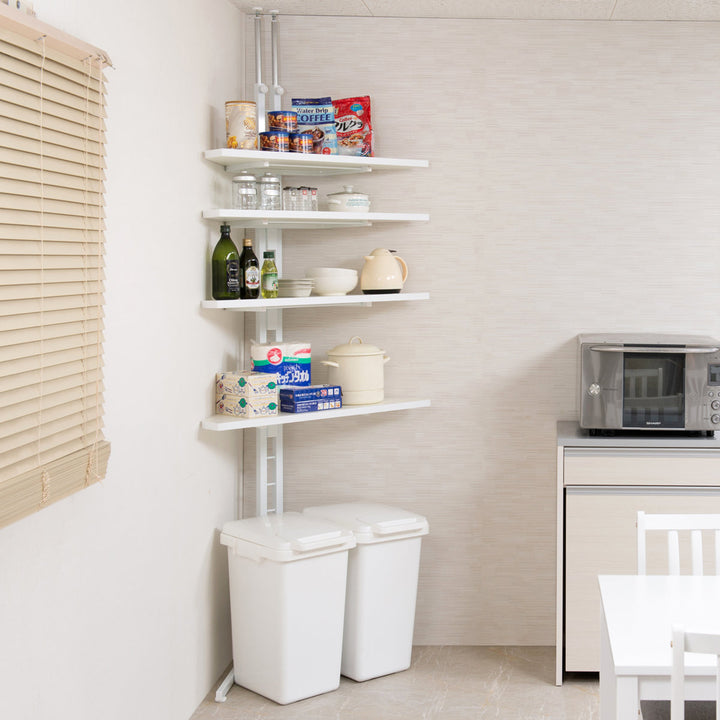 突っ張りコーナーラック4段可動棚日本製