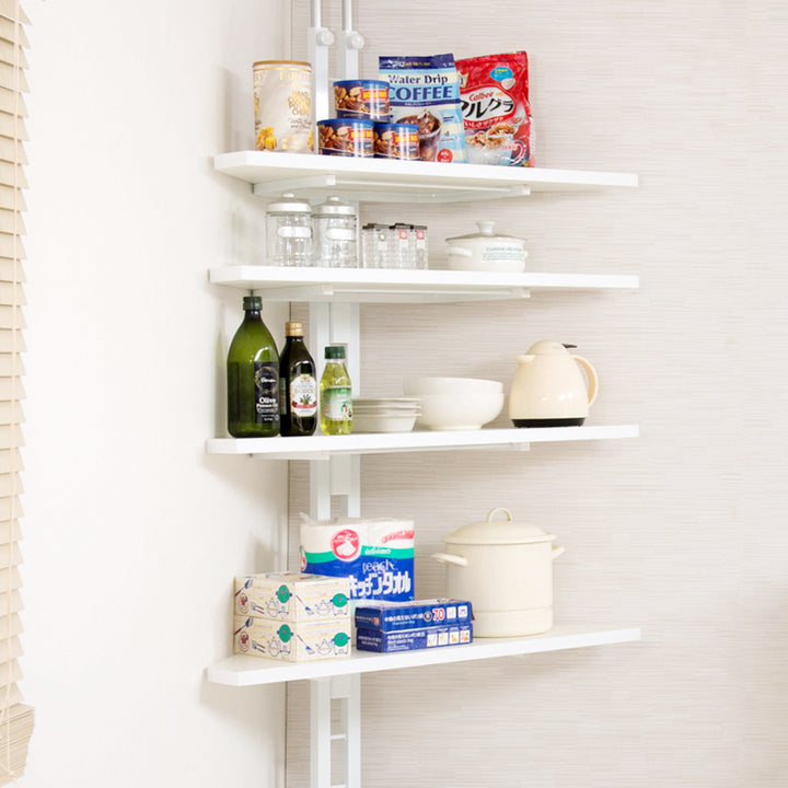 突っ張りコーナーラック4段可動棚日本製