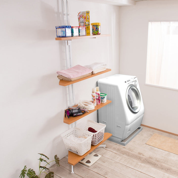 突っ張りコーナーラック4段可動棚日本製