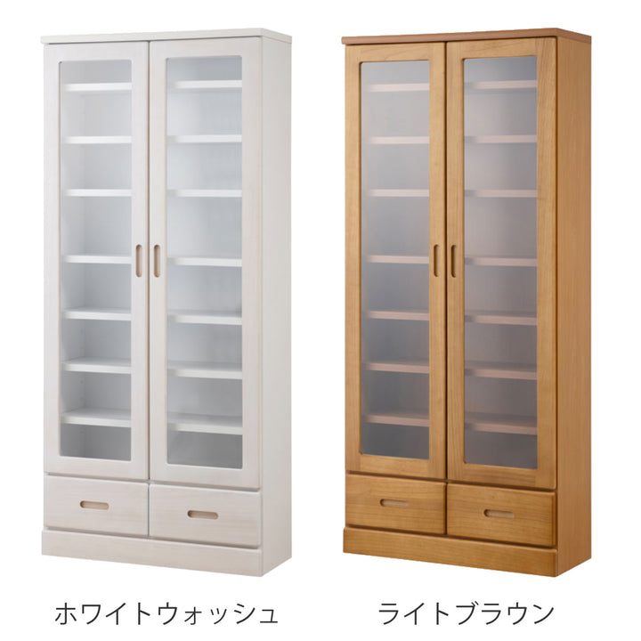 本棚ガラス扉幅80cm桐材完成品日本製