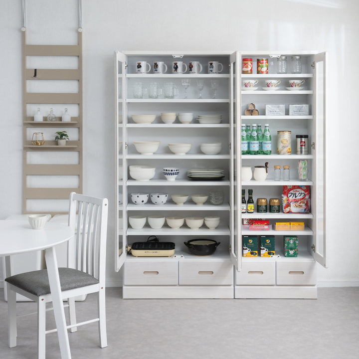 本棚ガラス扉幅80cm桐材完成品日本製