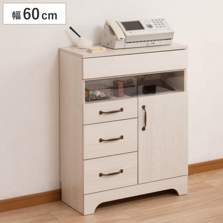 FAX台幅60cm幅木よけホワイト木目