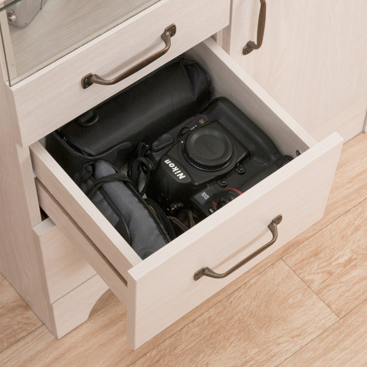 FAX台幅60cm幅木よけホワイト木目