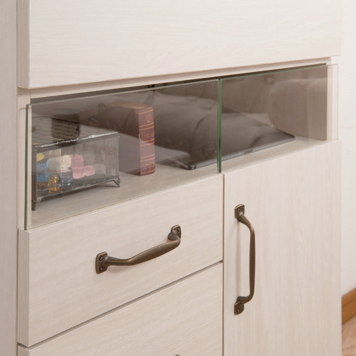 FAX台幅60cm幅木よけホワイト木目