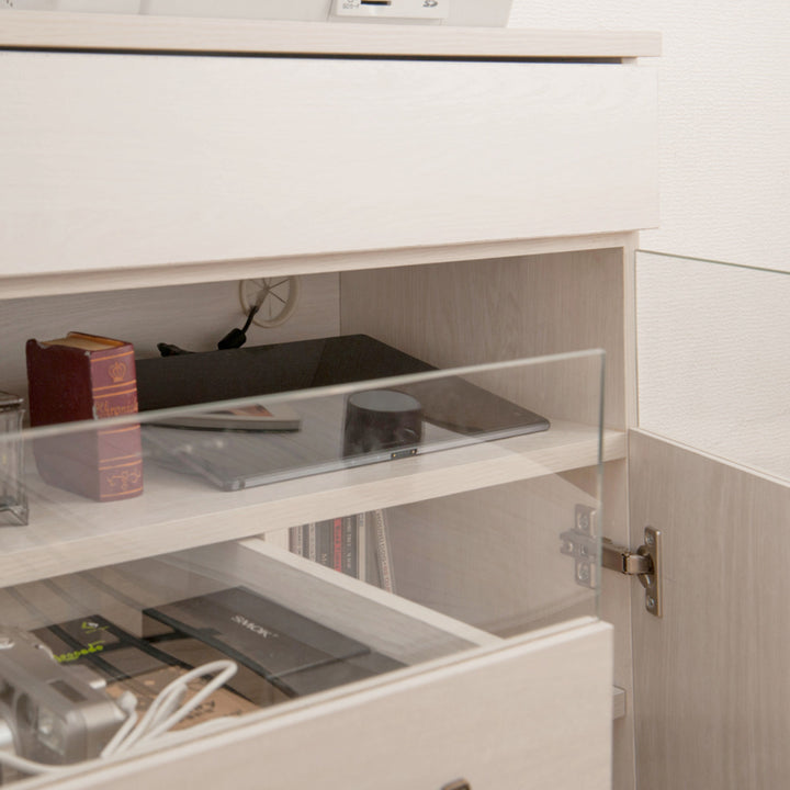 FAX台幅60cm幅木よけホワイト木目