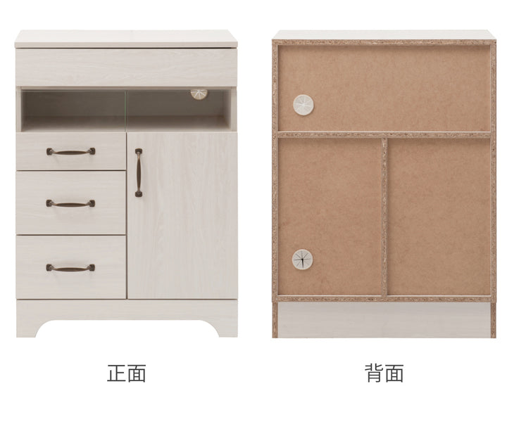 FAX台幅60cm幅木よけホワイト木目