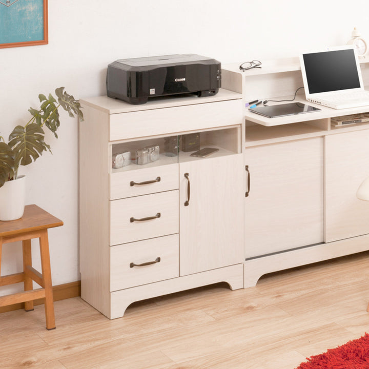 FAX台幅60cm幅木よけホワイト木目