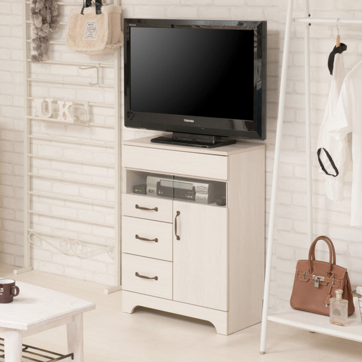 FAX台幅60cm幅木よけホワイト木目