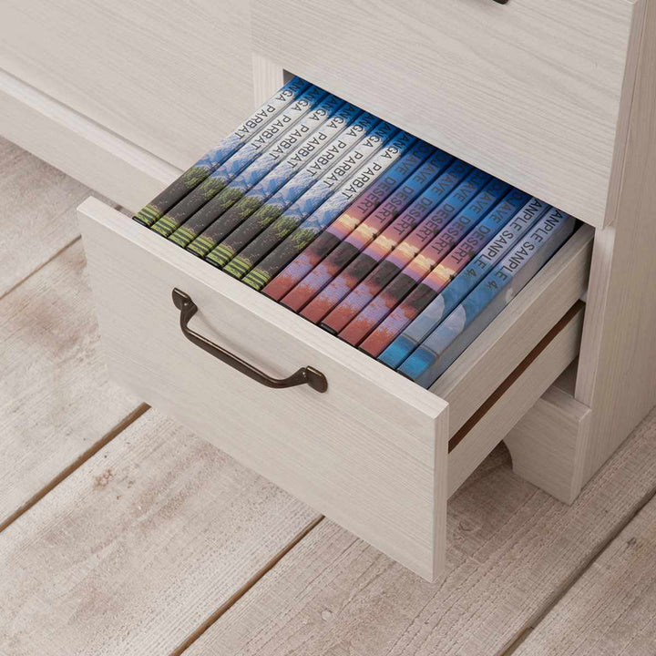 カウンター下収納スリムチェスト幅30cm4段ホワイト木目