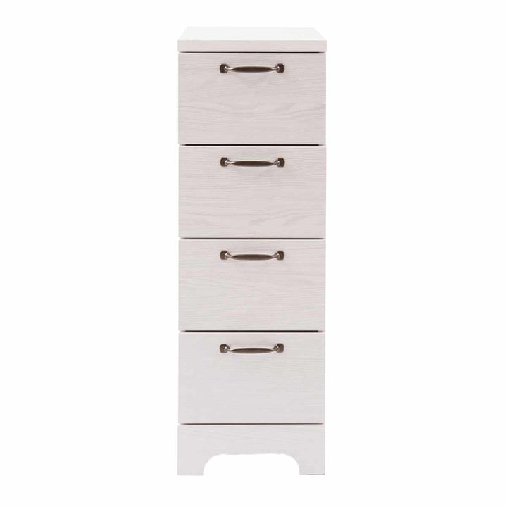 カウンター下収納スリムチェスト幅30cm4段ホワイト木目
