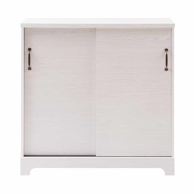 カウンター下収納 引き戸 キャビネット 幅90cm ホワイト木目