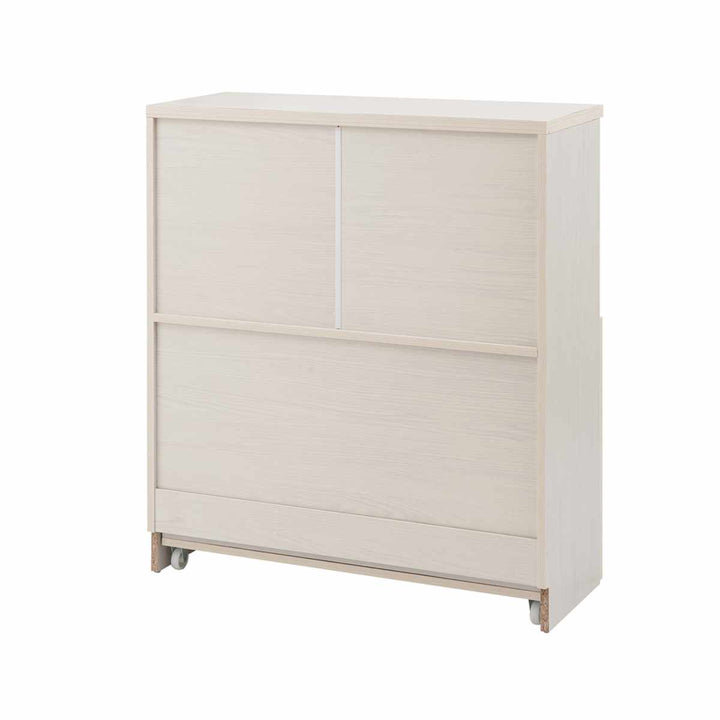 カウンター下収納幅80cm2分別ゴミ箱付隠す収納ホワイト木目