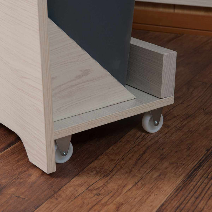 カウンター下収納幅80cm2分別ゴミ箱付隠す収納ホワイト木目