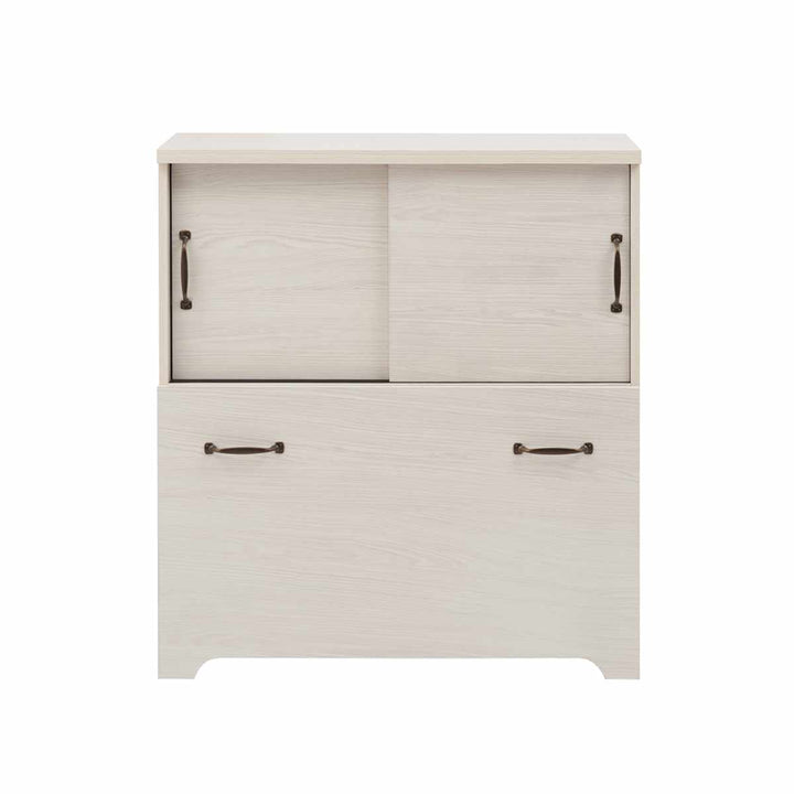 カウンター下収納幅80cm2分別ゴミ箱付隠す収納ホワイト木目