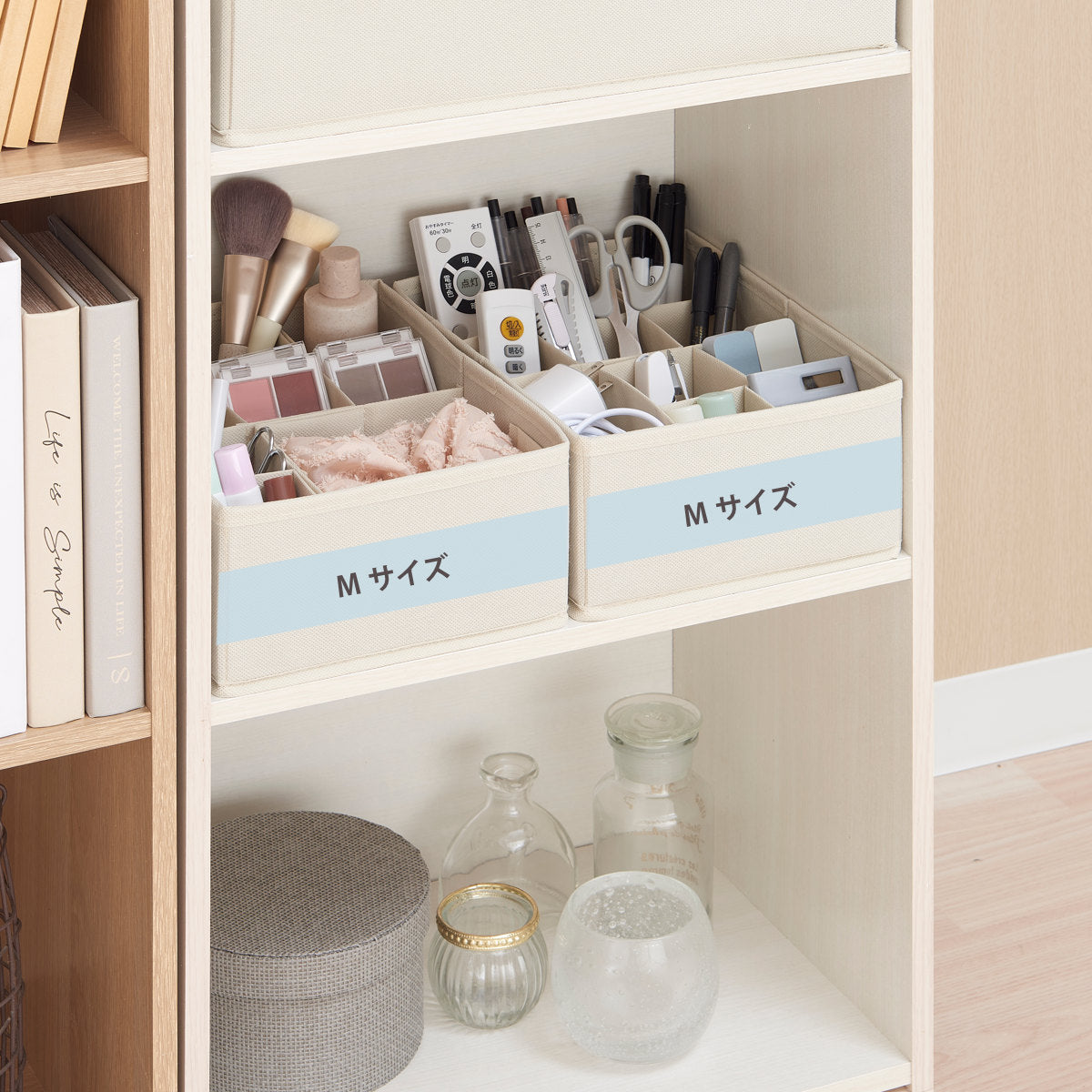 収納ボックス 仕切りが動く収納ボックス カラーボックス用 M 幅18.5