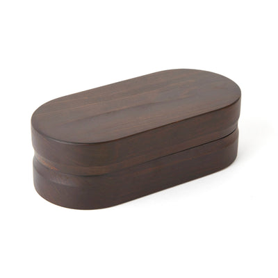 くり抜き弁当箱 1段 480ml 紀州桧弁当箱 type 2 ダークブラウン