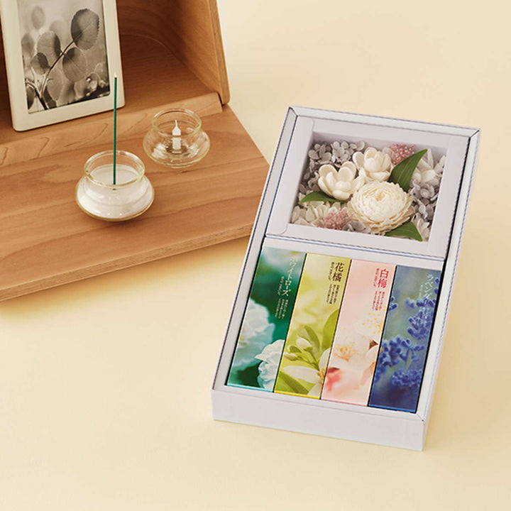 線香セットかたりべ飾れるフラワーボックスギフトアレンジメントフラワー