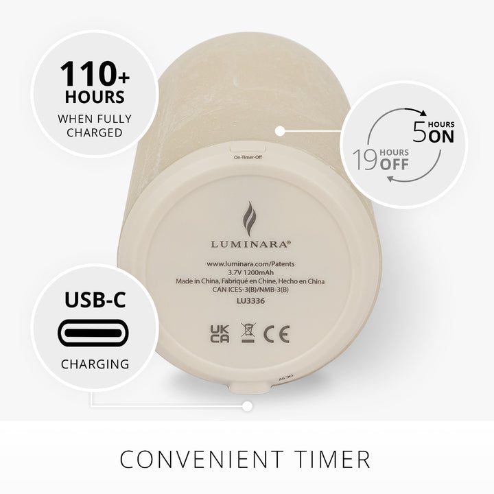 LEDキャンドルルミナラピラー充電式直径7.6×16.5cm