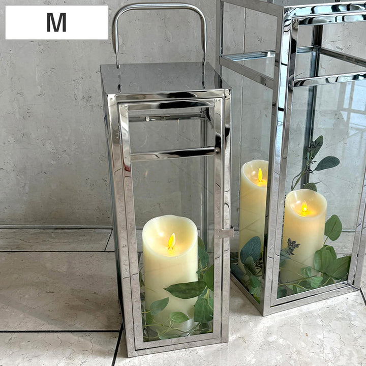 ディスプレイケースシルバーランタンMガラスキャンドル