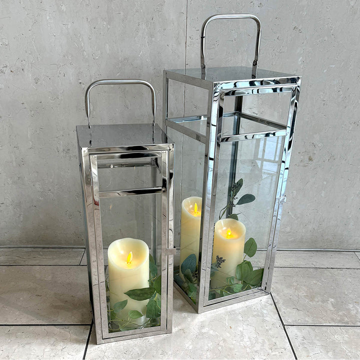 ディスプレイケースシルバーランタンMガラスキャンドル