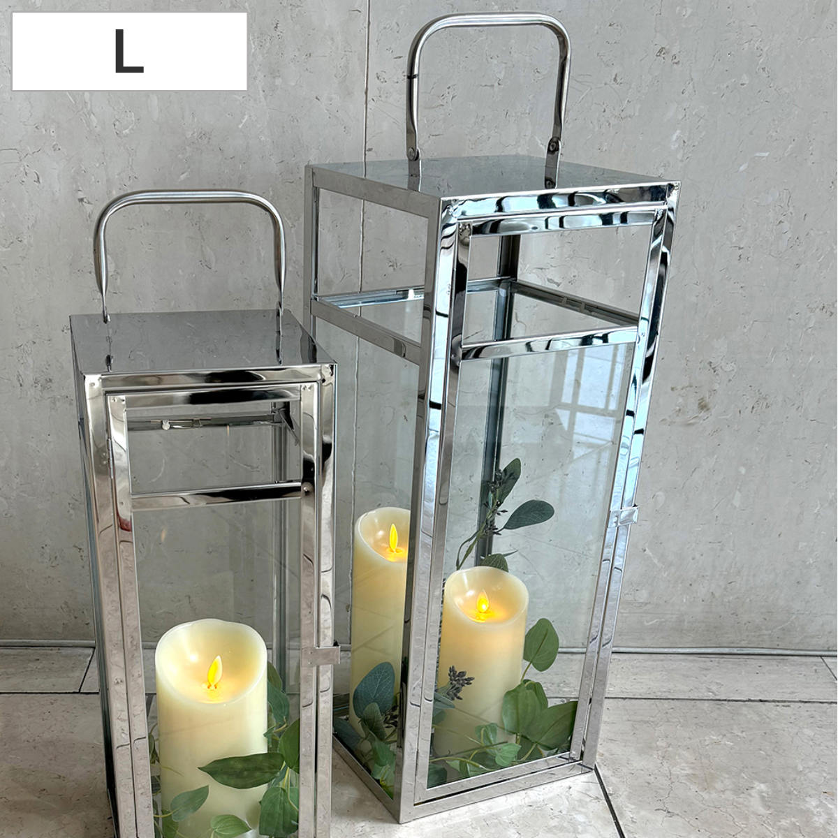 ディスプレイケース シルバーランタン L ガラス キャンドル – ハウジー
