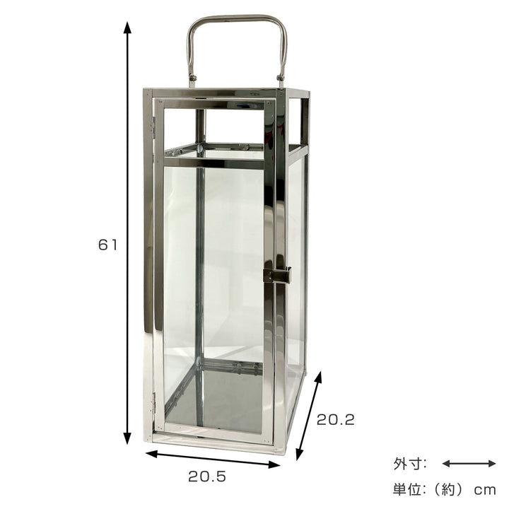 ディスプレイケースシルバーランタンLガラスキャンドル