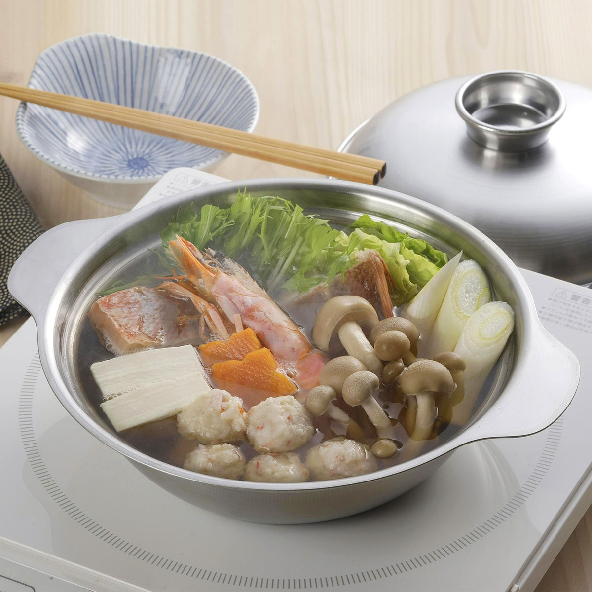 卓上鍋 18cm IH対応 蓋付き 蒸し皿付き ステンレス製 日本製 – ハウジー